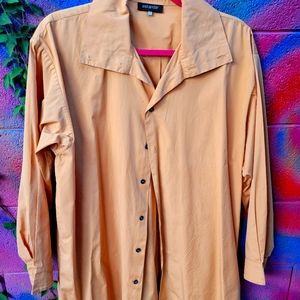 Vintage Size 1 Eskandar 100% cotton gold long tunic shirt, beautiful collar.